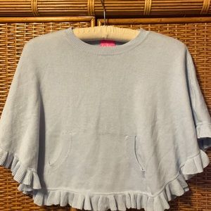 Lilly Pulitzer  powder blue ruffle edge cotton poncho girls size 4/5 like new